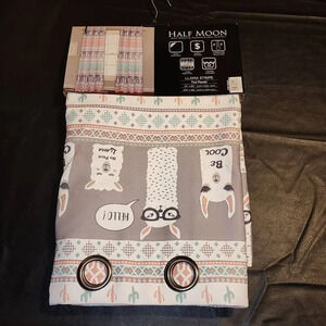 NWT Half Moon Llama Stripe Room Darkening Insulated Window Curtains 2 Panels Set